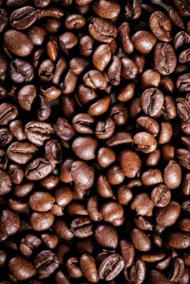 roasted coffee beans background. brown texture